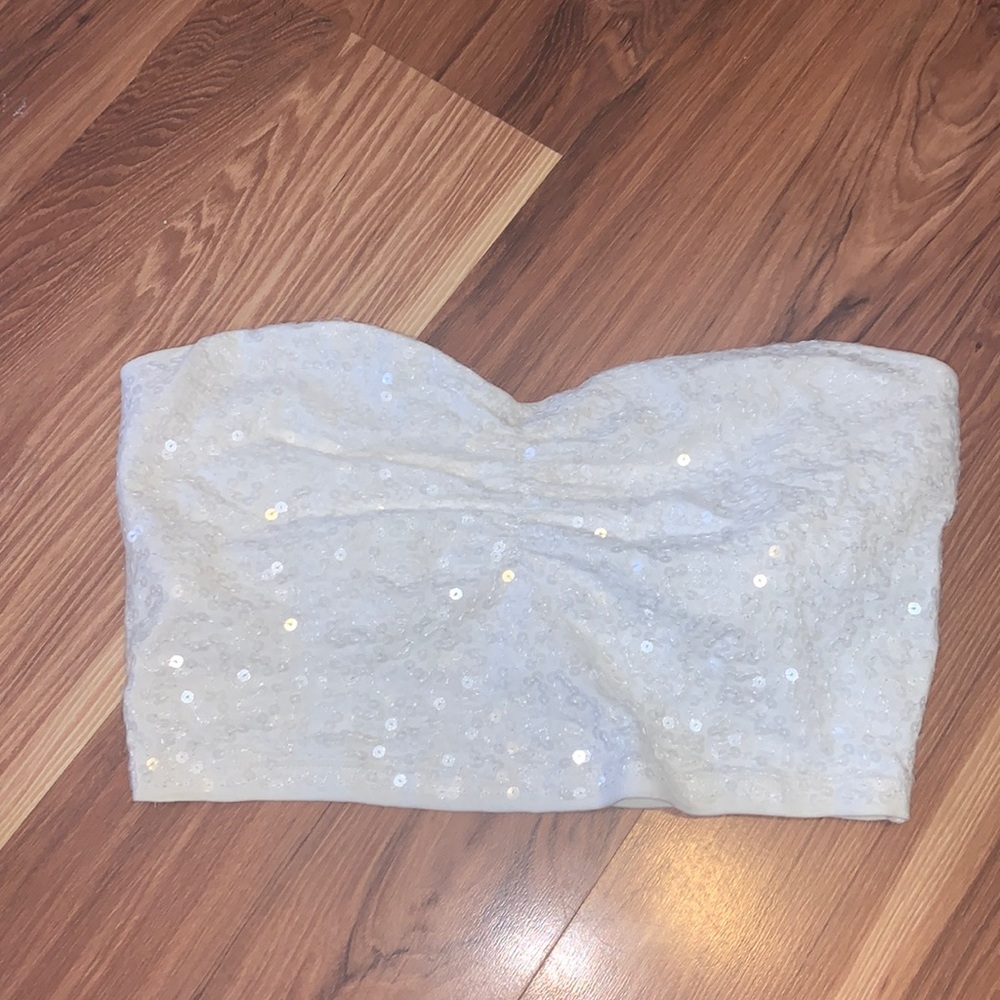 Strapless Sequin Bralette - White